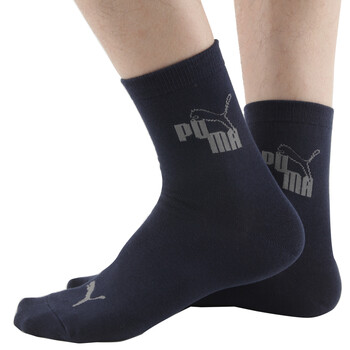PUMA 彪马精梳棉 提花休闲男士 短款袜子P1157011 靛蓝-冷灰 25-27cm