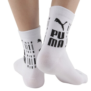 PUMA 彪马 精梳棉男士提花休闲 短袜子P1157012 漂白-黑色 25-27cm
