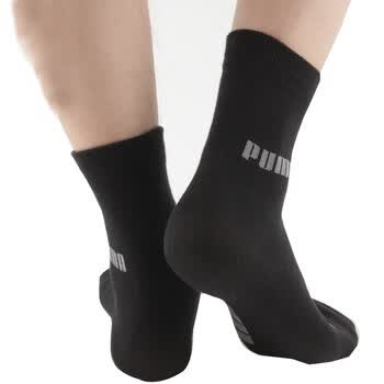 PUMA 彪马 男士绣花运动休闲袜子P1117005 黑色-冷灰 25-27cm