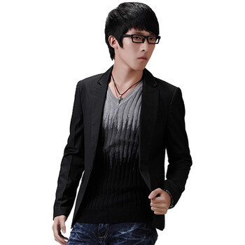 维妮 VINEY 2012春秋装韩版新款夹克男士潮休闲修身茄克外套5510034 黑色 XXL