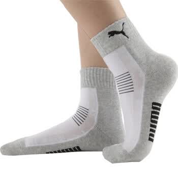 PUMA 彪马 女士绣花毛圈运动袜子 休闲短袜P1161020 漂白-浅花灰 23-25cm