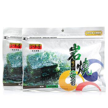 中国台湾三味屋韩式原味岩烧海苔45g*2袋