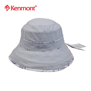 凯蒙特kenmont帽子春夏户外防晒防紫外线女士遮阳帽子大盆帽KM-0198 灰紫色