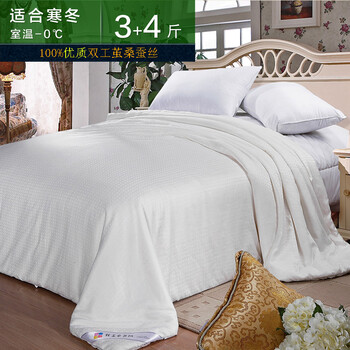 钱皇正品 100 %桑蚕丝桐乡手工桑蚕丝被/夏被芯 单/双人 子母款 关爱 锦锈长城 蚕丝净重3+4斤 220x240cm