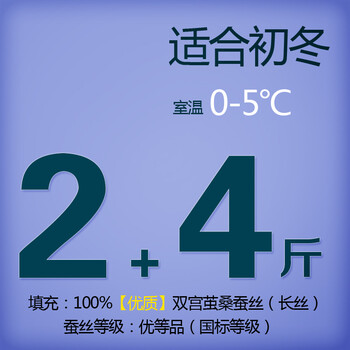 钱皇100%桑蚕丝被芯/子母被 春秋/空调/夏凉被 单/双人被 子母款 关爱 祥云送瑞 蚕丝净重2+4斤 220x240cm