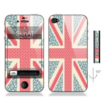 SkinAT iPhone4/4s手机正背面贴膜 英国旗 森系米字旗6 iphone 4S