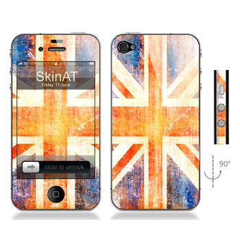 SkinAT iPhone4/4s手机正背面贴膜 英国旗 桔色米字旗 iphone 4