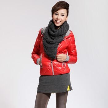 Cilaya/熙兰雅 2012新款冬装女连帽短款羽绒服 11255 桔色 XXL
