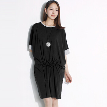 吉思美JSM 2012女夏装新款韩版短袖松紧收腰淑女气质连衣裙JK206D006 黑色 均码