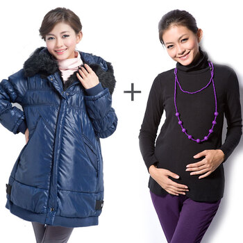 十月妈咪 孕妇装 保暖适身亮光棉服<em>外套</em> <em>打底衫</em>