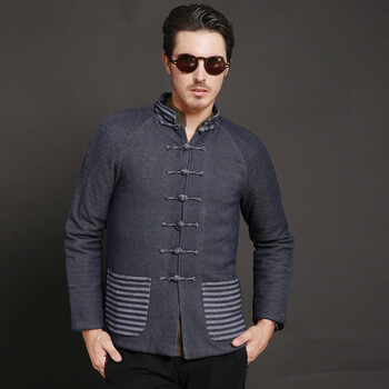 柒唐中国风男士唐装棉服 盘扣立领夹棉外套 中