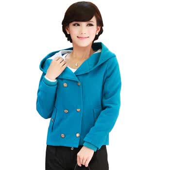 LACLOS 2012新款韩版<em>女士</em>修身连帽<em>毛呢短外</em>