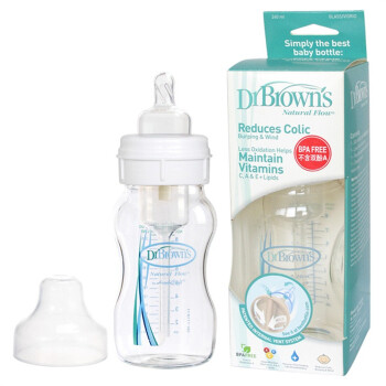 DrBrown\'s布朗博士 防胀气玻璃宽口奶瓶 8安士/240ml BL- 863
