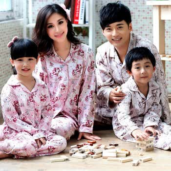 雪俐shirley+秋季针织棉睡衣家居服亲子装全家总