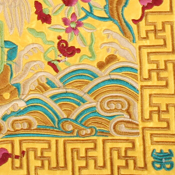 青苇 织锦缎刺绣 古玩垫 装饰垫 杯垫3件套 仙鹤黄底