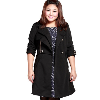 MSSHE 加大码女装风衣外套新款<em>胖妞</em>秋冬加厚