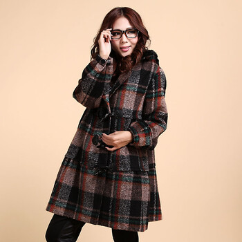 水淼 2012新款<em>女装大码</em>秋装连帽毛呢<em>外套</em>胖M