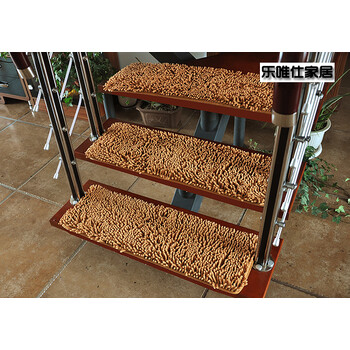 乐唯仕超绒雪尼尔楼梯垫楼梯地毯免胶自粘硅胶条防滑楼梯踏步垫可定制地毯地垫 青 24*75
