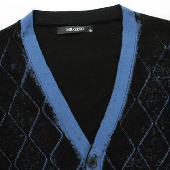 零号男 菱形活性透底<em>印花</em>撞色前襟<em>全棉开衫</em> A