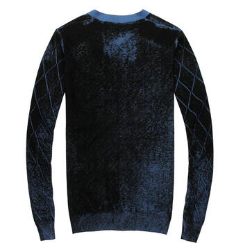 零号男 菱形活性透底<em>印花</em>撞色前襟<em>全棉开衫</em> A