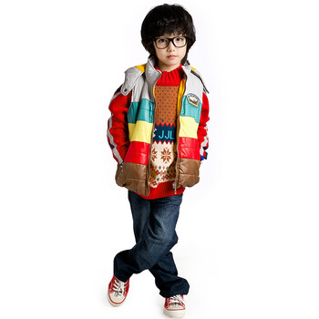 季季乐(Jjlkids)童装 <em>男童</em>色彩条纹<em>棉马甲</em>保暖棉