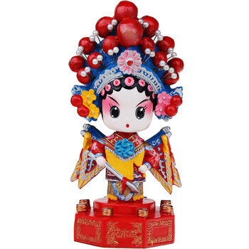 满意礼 中国风特色泥塑工艺品 国粹京剧脸谱人