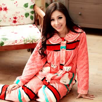 雪俐shirley内衣大促冬季加厚珊瑚绒睡衣美舒绒女
