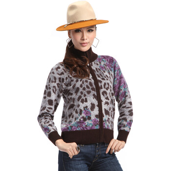 <em>欧丝璐</em> 2012秋装新品女装 印花<em>开衫纯羊绒衫</em> 女