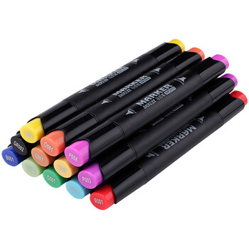 宝克（BAOKE）【】MP2911-12双头酒精油性马克笔套装手绘漫画设计绘画彩笔画笔记号笔12色水彩笔美育