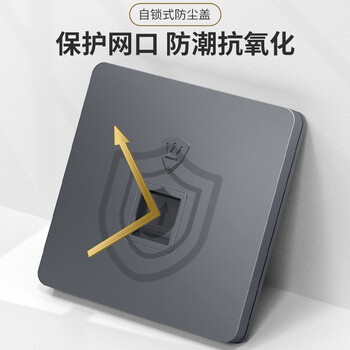 万级网络面板直通式 超五类百兆网线插座面板盒 86型网口电脑水晶头屏蔽直插模块单口 灰1-14625 万级网络面板直通式 超五类百兆网线插座面板盒 86型网口电脑水晶头屏蔽直插模块单口 灰1-14625