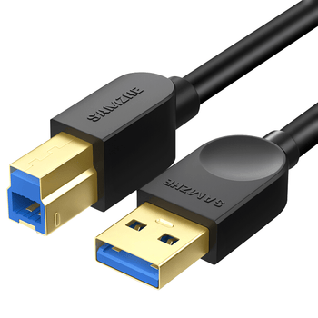 山泽USB3.0高速打印机数据连接线0.5米 A公对B公上行线AM/BM方口移动硬盘盒数据连接线 黑色 SDY-01C