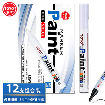 东洋SA101油性2.8mm油漆笔速干防水耐热记号笔轮胎笔签到笔马克笔12支1盒/白色