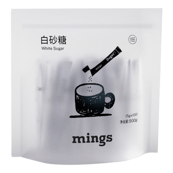 铭氏Mings 咖啡糖包 优级白砂糖 独立包装 条形白糖包5g*100条 伴侣 