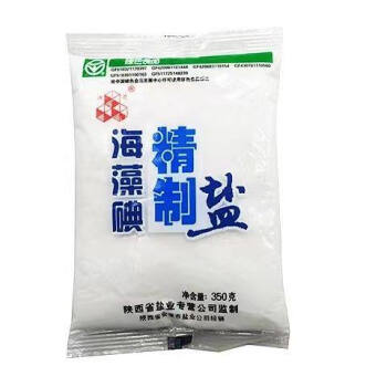 冰凌海藻碘食用盐350g加碘盐家用岩盐焗泡菜腌制盐精制细盐巴350g5袋