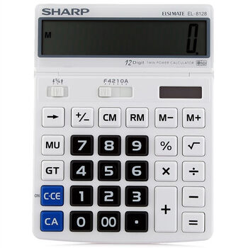 夏普（SHARP） EL-8128-WH 大屏大字大键商务办公计算器 （莹白色）