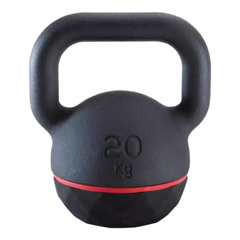迪卡侬壶铃球浸塑哑铃男女训练肌肉锻炼翘臀包胶提壶20kg单只 2017323