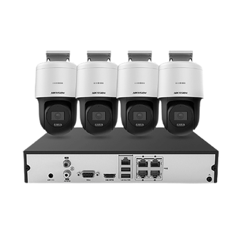 海康威视监控摄像头套装4路400万全彩室外poe网线供电云台球机语音对讲全套设备140MY-TE解决方案