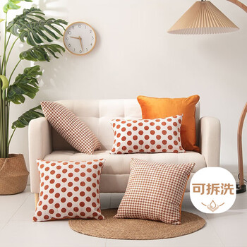 艾薇沙发抱枕套组合靠枕套靠垫靠背套不含抱枕芯45*45cm千橙3个套装