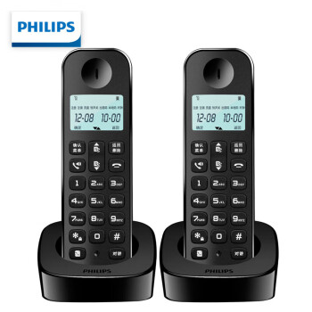 飞利浦 PHILIPS 数字无绳电话机/无线座机/子母机 内部对讲 三方通话 免提 家用办公 DCTG1602（黑色）