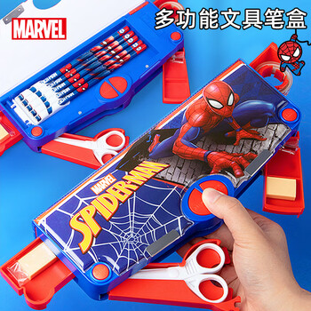 迪士尼（Disney）小学生文具盒男 多功能创意塑料笔盒 大容量ABS材质铅笔盒 蜘蛛侠E40052A1