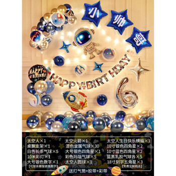 2022新款生日背景布太空主题儿童生日快乐气球装饰男孩宝宝一周岁派对