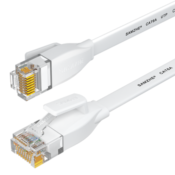 山泽(SAMZHE)六类网线 CAT6类千兆纯铜扁平网线 电脑宽带家用监控网络连接成品跳线 白色15米BBP615