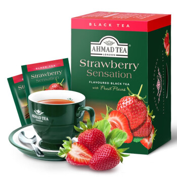 AHMAD 英国进口茶草莓口味水果味果香红茶茶包袋泡茶20片40g调味茶
