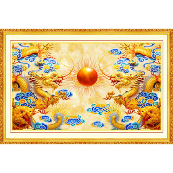墙画中堂壁画客厅家居沙发电视画背景墙装饰画芯横幅二龙戏珠 zth-180