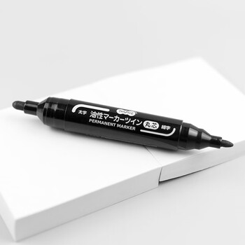 【开学必备】日本TANOSEE 双圆头记号笔马克笔 粗字2.5mm+细字1.2mm 黑色 TS-CWMB-MB