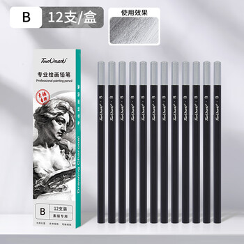 Touch mark素描铅笔12支B炭笔美术生绘画专用软性碳笔学生绘图考试画画套装初学者考试画画专用开学季
