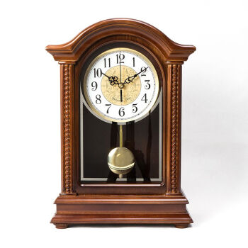 新款实木座钟客厅创意欧式大号复古台钟中式复古钟整点报时钟摆钟 不