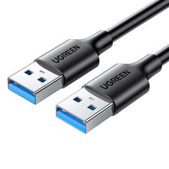 绿联(UGREEN) USB3.0数据线公对公 移动硬盘盒高速传输双头USB连接线 笔记本接散热器机顶盒 1米 黑 60525