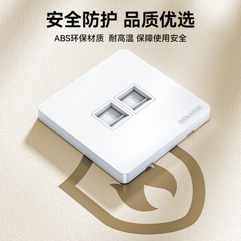 山泽 网线网口网络面板 通用超五/六/七类模块加厚86型面板 适用电脑房间网络插座 二位 WAN-02