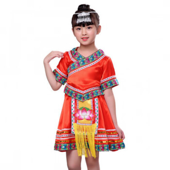 儿童少数民族演出服装彝族男女童舞蹈服苗族壮族三月三儿童表演服pq